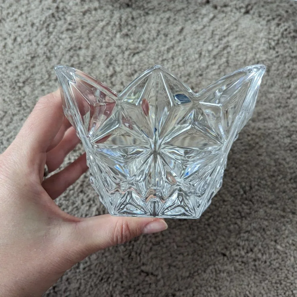Bohemia Crystal Pyramid Bowl Set of 3 Czech Republic Bohemia Sklarny